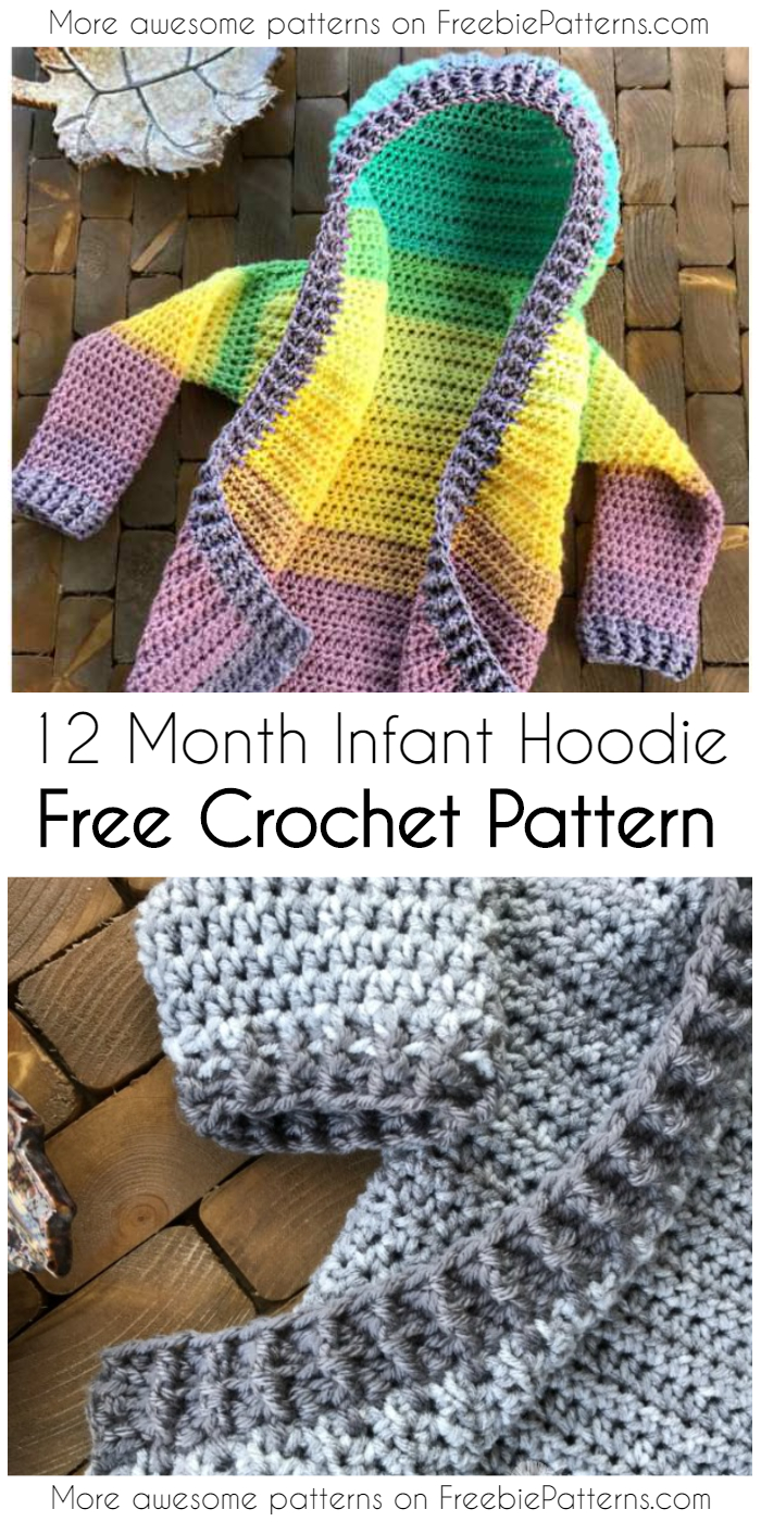 12 Month Infant Hoodie [Free Crochet Pattern]