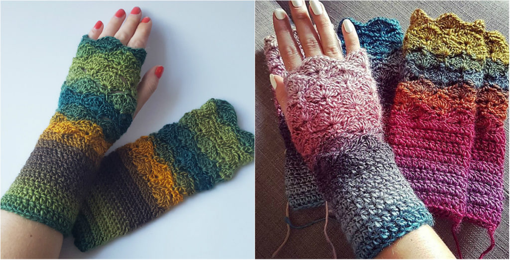 Fantail Stitch Fingerless Gloves - Crochet Pattern