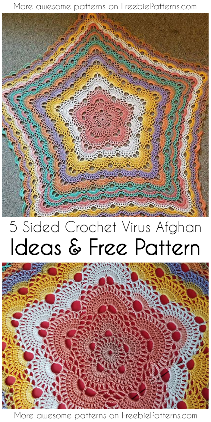 5 Sided Crochet Virus Afghan Ideas & Free Pattern