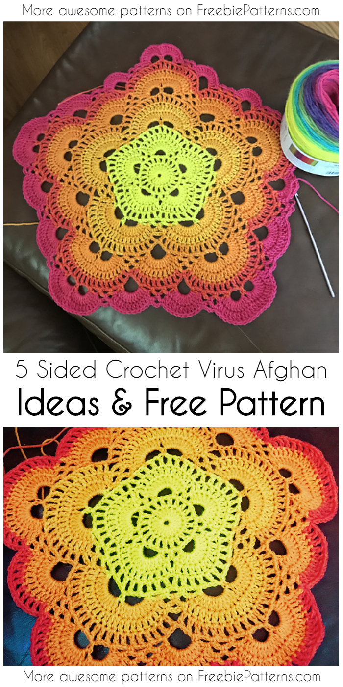 5 Sided Crochet Virus Afghan Ideas & Free Pattern 