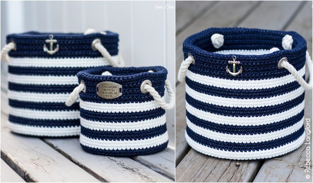 Nautical Basket [Free Crochet Pattern]