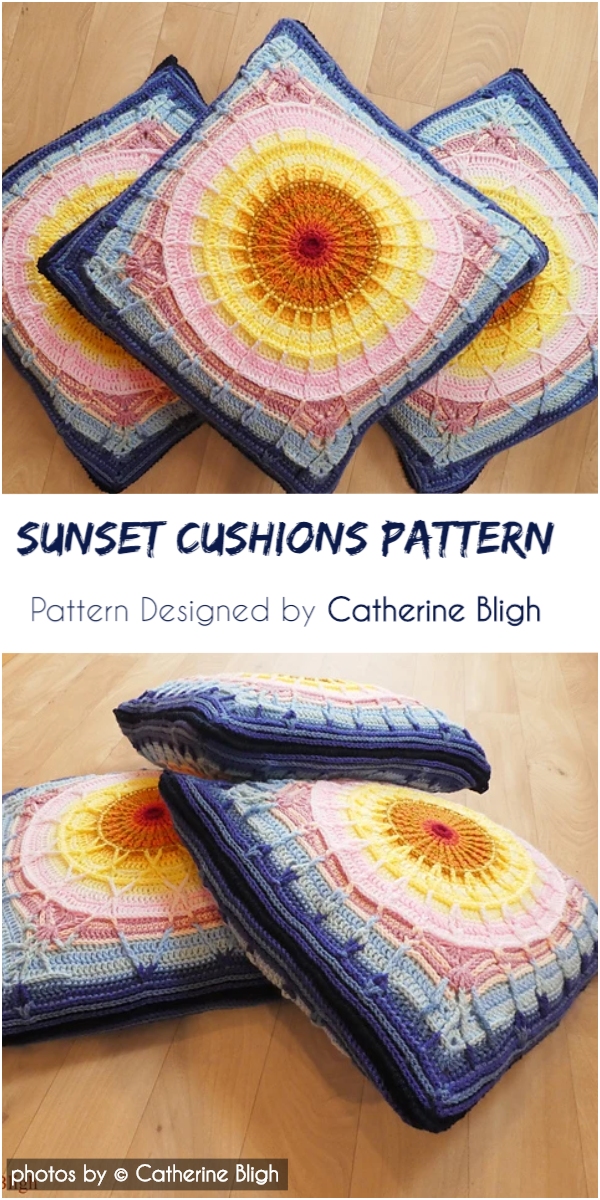 Crochet Sunset Cushions Pattern Idea