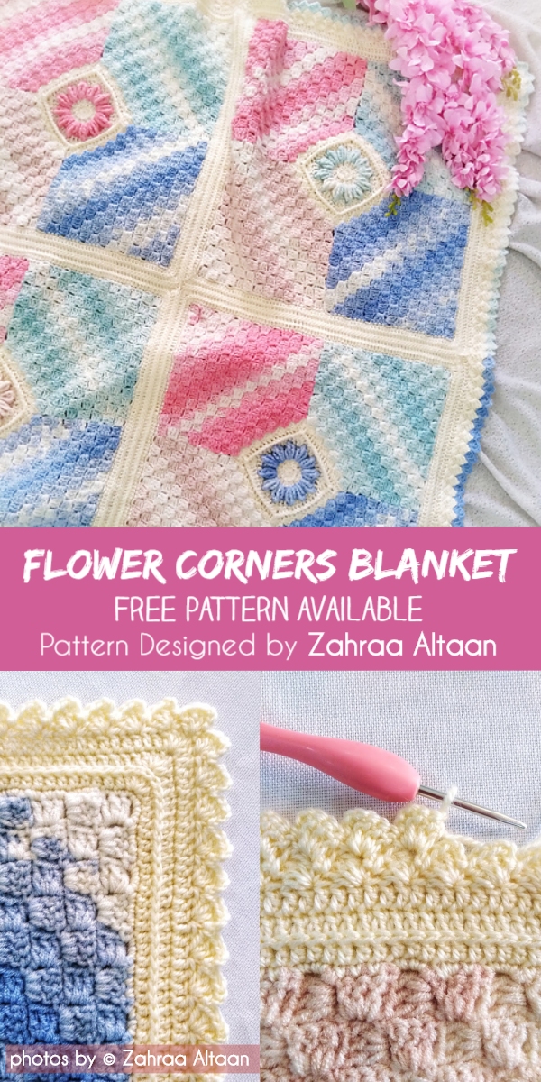 Flower Corners Blanket Pattern Idea