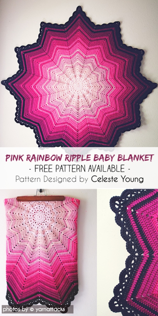 Pink Rainbow Ripple Baby Blanket