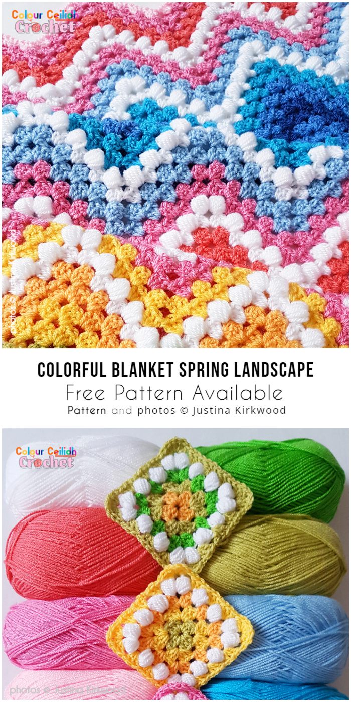 Colorful & Easy Crochet Blanket Spring Landscape Pattern
