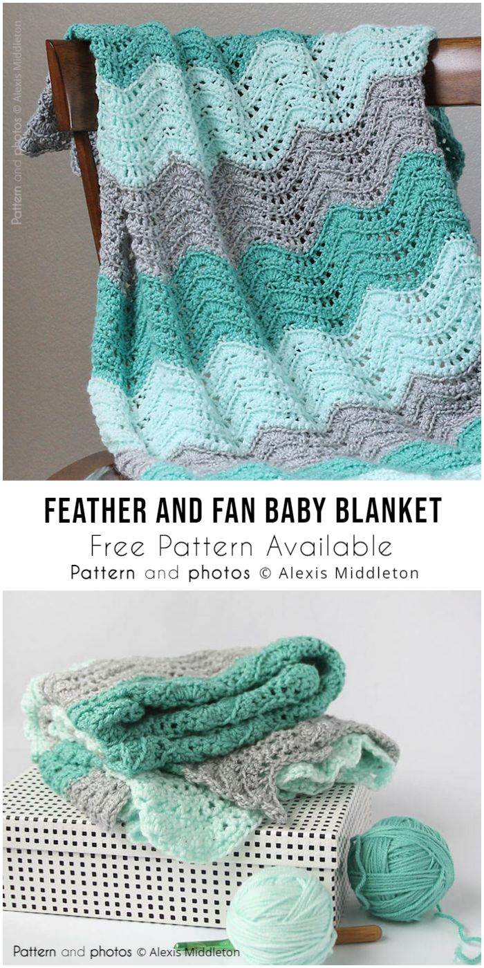 Crochet Feather and Fan Baby Blanket